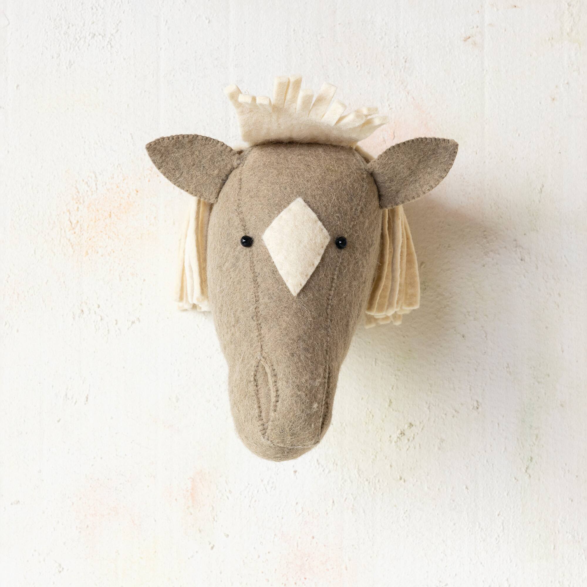 Hello Honey® 10" Gray Handmade Wool Felt Horse Head Wall Hanging